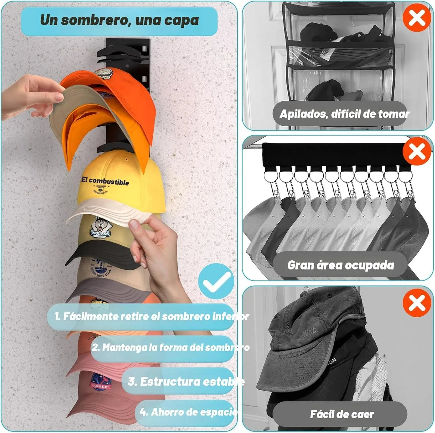 CapKing™ Organizador - Tus gorras SIEMPRE Listas