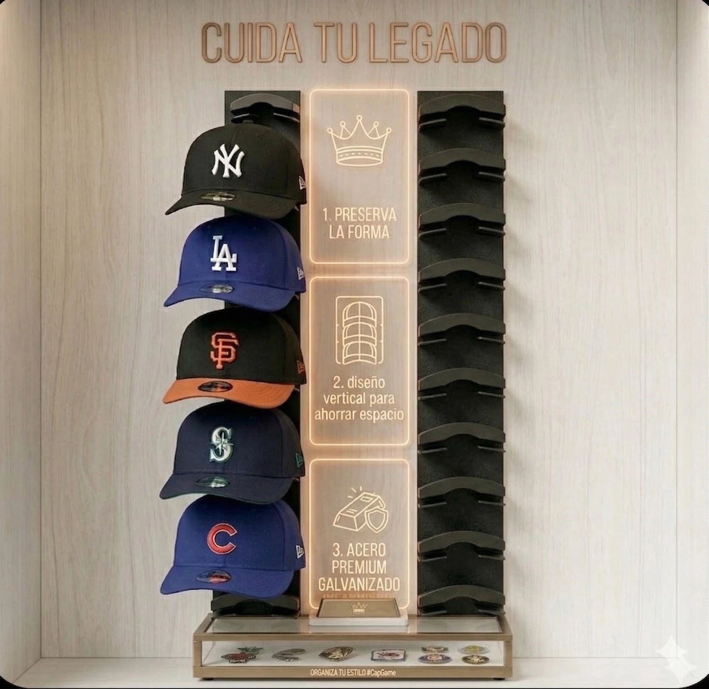 CapKing™  Organizador - Tus gorras SIEMPRE Listas